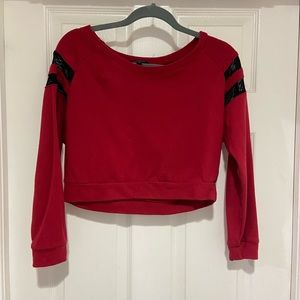 Cropped Long Sleeve Red Shirt